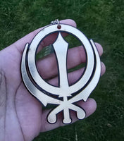 Sikh Khanda Car Hanger Acrylic Gold Mirror Punjabi Pendant for Car Rear Mirror