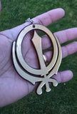 Sikh Khanda Car Hanger Acrylic Gold Mirror Punjabi Pendant for Car Rear Mirror