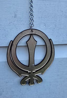 Sikh Khanda Car Hanger Acrylic Gold Mirror Punjabi Pendant for Car Rear Mirror