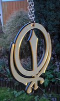 Sikh Khanda Car Hanger Acrylic Gold Mirror Punjabi Pendant for Car Rear Mirror