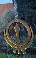 Sikh Khanda Car Hanger Acrylic Gold Mirror Punjabi Pendant for Car Rear Mirror