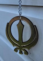 Sikh Khanda Car Hanger Acrylic Gold Mirror Punjabi Pendant for Car Rear Mirror