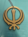 Sikh Khanda Car Hanger Acrylic Gold Mirror Punjabi Pendant for Car Rear Mirror