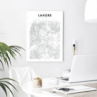 Lahore Punjab City Map Black White Canvas Poster Wall Art Painting Prints Nordic Decoration Picture Pakistan Modern Home Decor