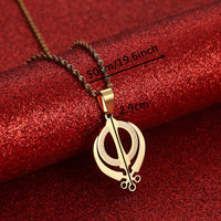 Stainless Steel Sikhism Necklace Pendant Sikh Khanda Jewelry Gold Color Sikhs Necklaces India Pakistan Malaysia Religious