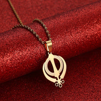 Stainless Steel Sikhism Necklace Pendant Sikh Khanda Jewelry Gold Color Sikhs Necklaces India Pakistan Malaysia Religious