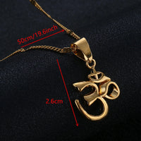 Trendy India Yoga Pendant Necklace OHM Hindu Buddhist AUM OM Hinduism Gold Color Chain Jewelry