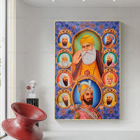 India Art The Ten Sikh Gurus Canvas Painting Wall Art Guru Nanak Posters Prints Sikhism Wall Pictures for Living Room Decoration