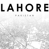 Lahore Punjab City Map Black White Canvas Poster Wall Art Painting Prints Nordic Decoration Picture Pakistan Modern Home Decor