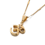 Trendy India Yoga Pendant Necklace OHM Hindu Buddhist AUM OM Hinduism Gold Color Chain Jewelry