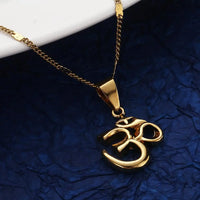 Trendy India Yoga Pendant Necklace OHM Hindu Buddhist AUM OM Hinduism Gold Color Chain Jewelry