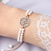 Vintage OM Beaded Bracelets Reiki Symbol White Natural Stone Buddhist Prayer Braided Bracelet Yoga Friendship Meditation Jewelry