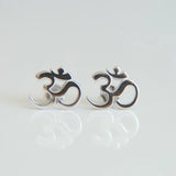 100% 925 Sterling Silver Earring Stud OM Ohm Sign Jewelry YOGA Earrings For Elegance Girl Gold Color Simple Delicate Earring