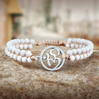 Vintage OM Beaded Bracelets Reiki Symbol White Natural Stone Buddhist Prayer Braided Bracelet Yoga Friendship Meditation Jewelry