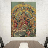 Shri Shri Durga avec Mahisha Trisula Lakshmi Saraswati (1890) - Classic Painting Photo Poster Print Art Gift Home Wall Decor - H