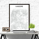 Lahore Punjab City Map Black White Canvas Poster Wall Art Painting Prints Nordic Decoration Picture Pakistan Modern Home Decor