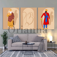 Guru Nanak Ji , Guru Gobind Singh Ji & Ek Onkar Art Poster Print Sikh Religious Minimalist Home Decor Canvas Painting Wall Art