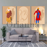 Guru Nanak Ji , Guru Gobind Singh Ji & Ek Onkar Art Poster Print Sikh Religious Minimalist Home Decor Canvas Painting Wall Art