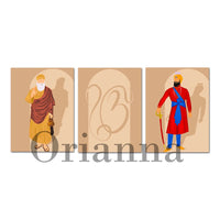 Guru Nanak Ji , Guru Gobind Singh Ji & Ek Onkar Art Poster Print Sikh Religious Minimalist Home Decor Canvas Painting Wall Art