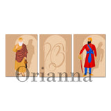 Guru Nanak Ji , Guru Gobind Singh Ji & Ek Onkar Art Poster Print Sikh Religious Minimalist Home Decor Canvas Painting Wall Art