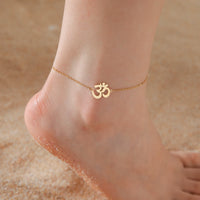 Skyrim Indian Buddhism Yoga OM Anklet Women Stainless Steel Double Layer Beads Chain Ankle Bracelet Amulet Summer Accessories