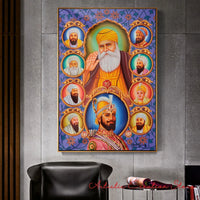 India Art The Unique Paintings of Ten Sikh Masters Canvas Printing Religious Poster Wall Print Picture Living Room Home Decor