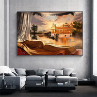 Abstract Art Canvas Painting Punjab Landscape Posters Golden Temple Bible River Pictures Print Wall Art Living Room Home Decor