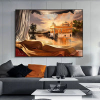 Abstract Art Canvas Painting Punjab Landscape Posters Golden Temple Bible River Pictures Print Wall Art Living Room Home Decor