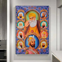 India Art The Ten Sikh Gurus Holy Canvas Painting Wall Art Nanak Posters Prints Sikhism Pictures Home Decor for Living Room