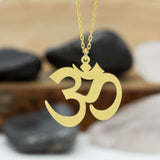 Stainless Steel Yoga Om Necklace for Women Gold Plated Aum Sanskrit Yoga Chakra Pendant Jewelry Mother's Day Gift