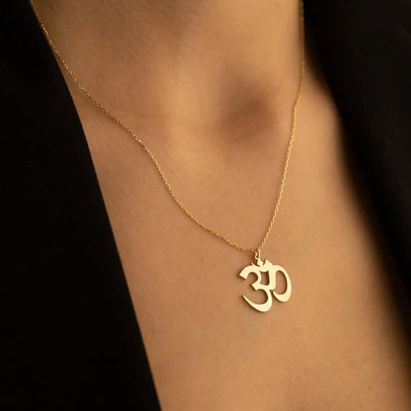 Stainless Steel Gold Plated Aum Sanskrit Yoga Chakra Pendant Trendy Yoga Om Necklace for Women Jewelry Mother's Day Gift