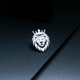 Punk Crown Lion Brooches Stainless Steel Mens Animal Hip Hop Party Accessories Wedding Jewelry Badge Pins for Groom