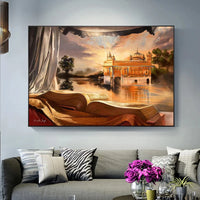 Abstract Art Canvas Painting Punjab Landscape Posters Golden Temple Bible River Pictures Print Wall Art Living Room Home Decor