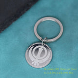 Sikhism Keychain For Men Sikh Khanda Stainless Steel Round Pendant Key Chains Religious Jewelry Birthday Gift For Boyfriend