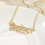 Sikh Punjabi Zirconia Name Customized 18k Stainless Steel Crystal Exquisite Necklace Memorial Jewelry Holiday Gift for Her