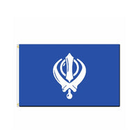 Blue Polyester Sikh Flag Indian Sikhism Religion Banner Outdoor Decor 90x150CM Polyester