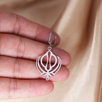 QIAMNI Stainless Steel Sikhism Pendant Hoop Earrings Christmas Lover Gifts Sikh Khanda India Pakistan Malaysia Religious Jewelry