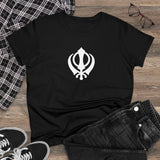 Sikh Khanda Symbol Women's Midweight Cotton T Shirt Punjabi for Girls