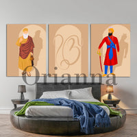 Guru Nanak Ji , Guru Gobind Singh Ji & Ek Onkar Art Poster Print Sikh Religious Minimalist Home Decor Canvas Painting Wall Art