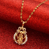 Hinduism Indian Religious Ganesha Pendant Necklaces for Women Girls Cubic Zirconia Elephant