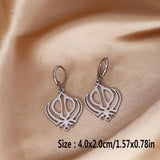 QIAMNI Stainless Steel Sikhism Pendant Hoop Earrings Christmas Lover Gifts Sikh Khanda India Pakistan Malaysia Religious Jewelry