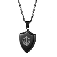 Personalized Shield Pendant Sikhism Sikh Men's Necklace Stainless Steel Chain 24Inch Custom Necklaces for Men Boy Punk Style