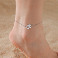 Skyrim Indian Buddhism Yoga OM Anklet Women Stainless Steel Double Layer Beads Chain Ankle Bracelet Amulet Summer Accessories