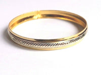 Two Tone Gold and Silver Plated Kara Sikh Singh Khalsa Kada - 2 Tone Bangle Gift