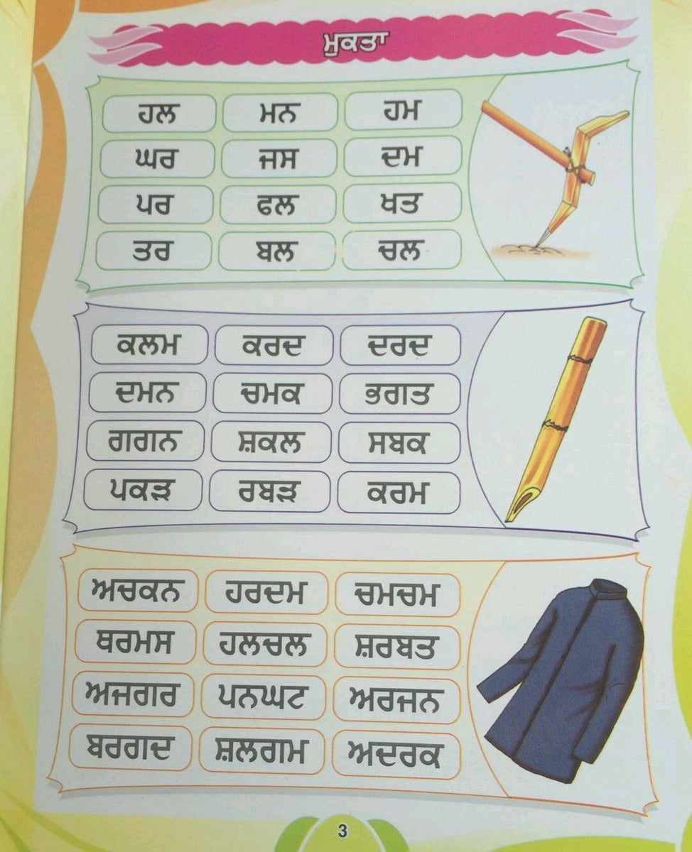 Learn Punjabi Gurmukhi Writing Sawar Bodh Learning Punjabi words & Sou ...