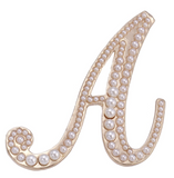 Vintage Look Gold Plated Letter Faux Pearls Brooch Suit Coat Broach Pin GGG3