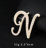 Vintage Look Gold Plated Letter Faux Pearls Brooch Suit Coat Broach Pin GGG3