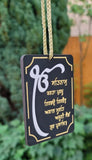 Lion Singh Car Mirror HANGER Rabb Sukh Rakhe Bebe Bapu Punjabi Wood Pendant GG10