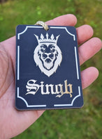 Lion Singh Car Mirror HANGER Rabb Sukh Rakhe Bebe Bapu Punjabi Wood Pendant GG10